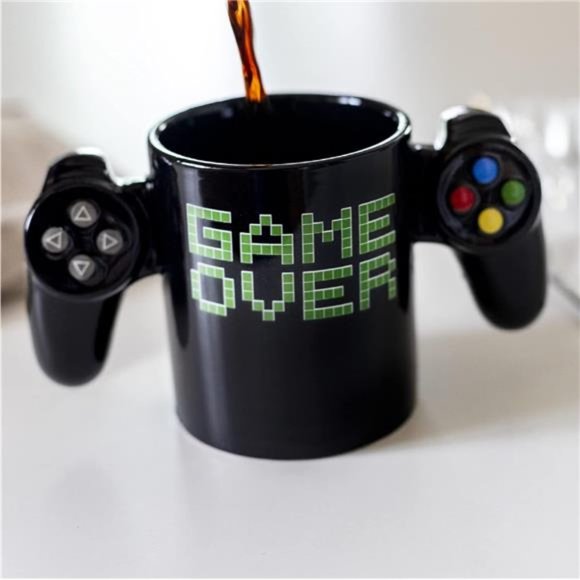 Game Over Coffee Mug - Video Game Controller Shaped Gaming Mugs - Fun Mug Gift - Picture 4 of 4